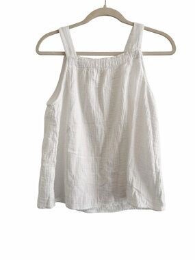 100% Cotton Women’s White Gauze Tank Top Lightweight Summer Essential Size Large